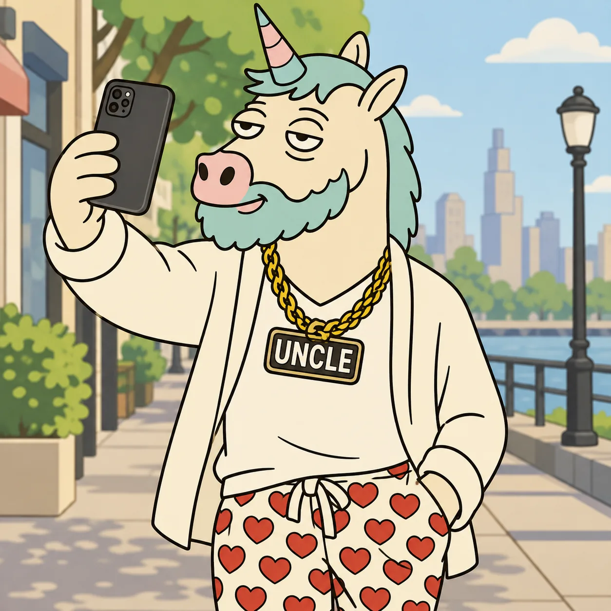 Uncle taking a selfie on his phone